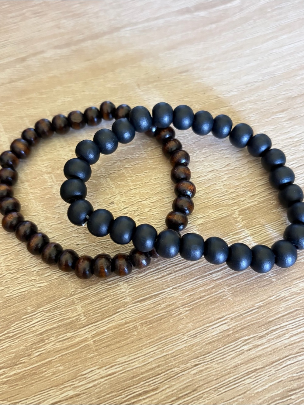 Black Matte Lava & Brown Tiger Eye Beaded Stretch Bracelet Set